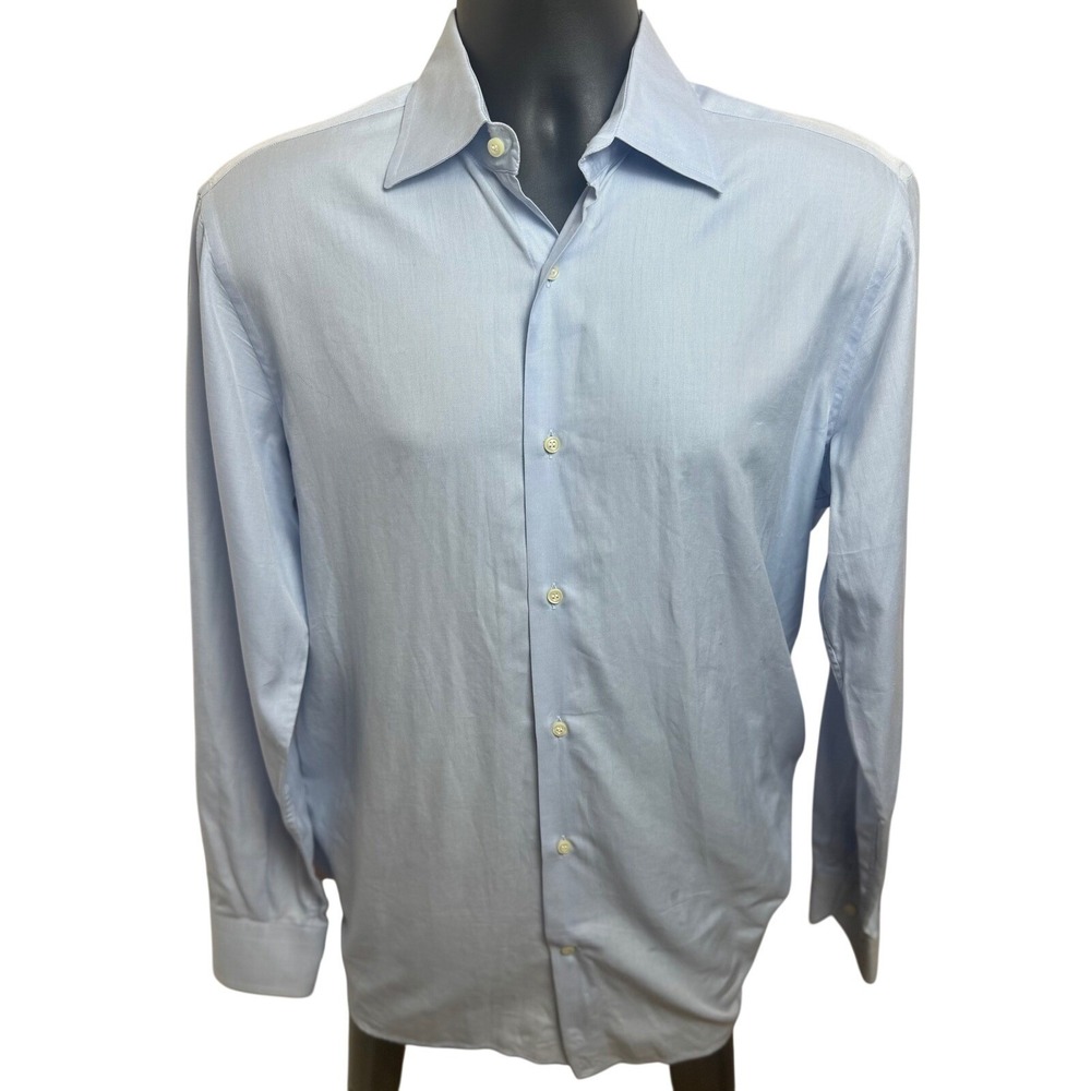 Culturata Roma Mens Slim Fit Dress Shirt Light Blue Cotton Made In Italy 15.5 39